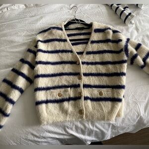 Christian Lacroix Blue and Cream Striped Cardigan